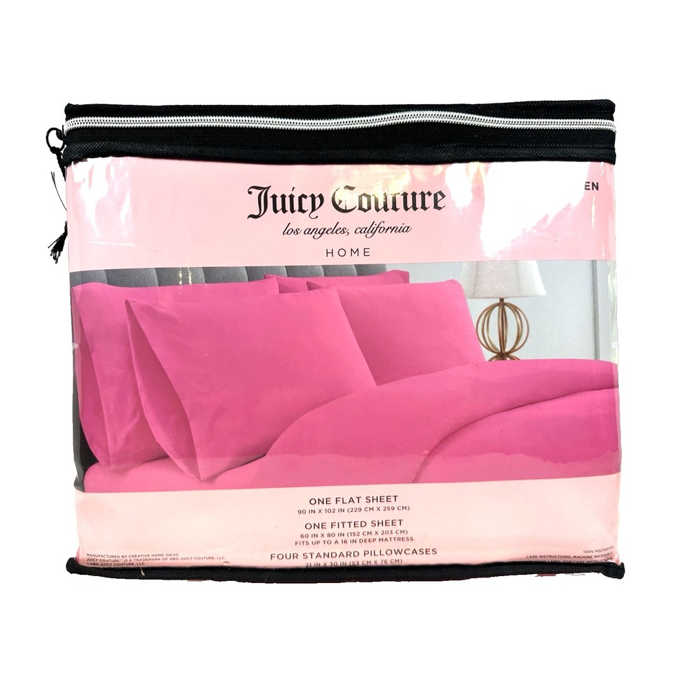 Juicy Couture Home Queen Pink Sheet Set 6 Piece Polyester Bedding